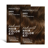 Madison Reed Radiant Hair Color Kit, Medium Golden Brown for 100% Gray Coverage, Ammonia-Free, 6NGV Tuscany Brown, Permanent Hair Dye, Pack of 2