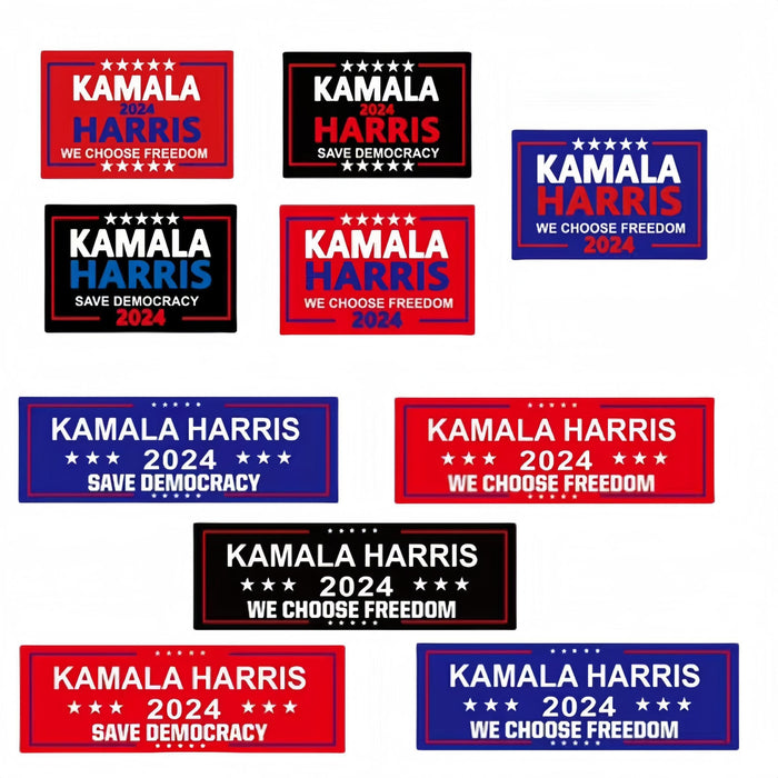 10 Pack Kamala Harris for President 2024 Car Bumper Stickers - Includes 4x6 and 3x9 Inch Waterproof Decals