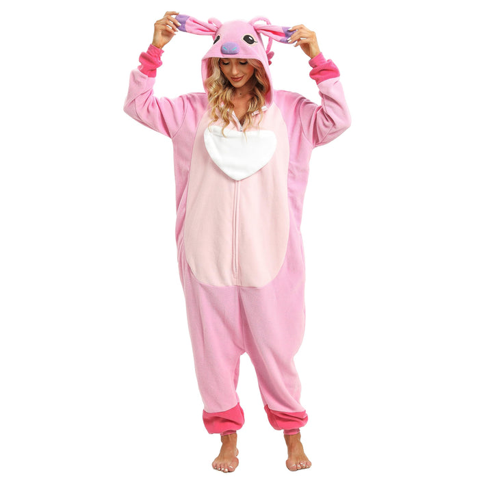 Wishliker Adult Onesie Animal Pajamas Halloween Cosplay Costumes Party Wear Pink S