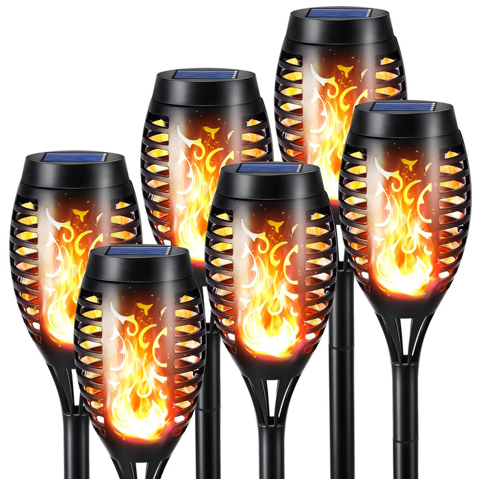 Toodour Solar Torch Flame Lights, 6 Pack Solar Halloween Lights Outdoor