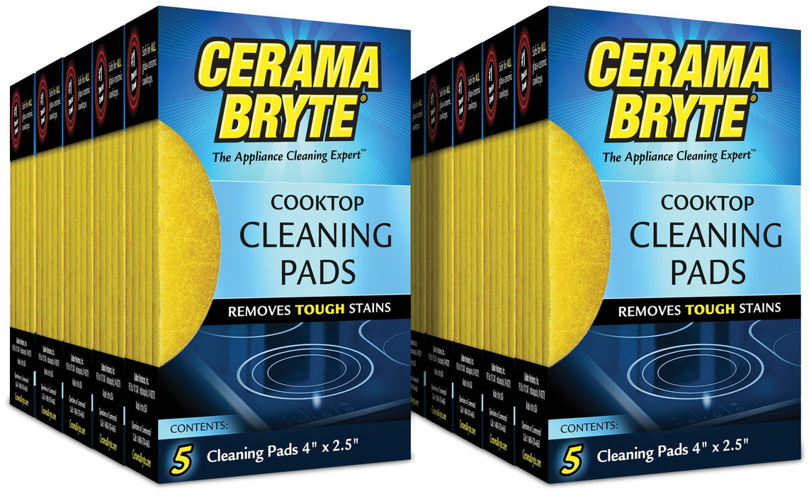 Cerama Bryte 10 x 5 Pack Cleaning Pads Cooktop and Stove Top Cleaner for Glass - Ceramic Surfaces, 50 Count