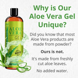 Seven Minerals Organic Aloe Vera Gel from freshly cut 100% Pure Aloe - Big 12oz - HighestQuality, Texas grown, Vegan, Unscented - For Face, Skin, Hair, Sunburn relief