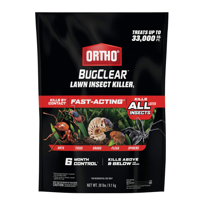 Ortho BugClear Lawn Insect Killer1 - Lawn Bug Killer Granules, Kills Ants, Spiders, Ticks, Fleas, & Grubs, Treats up to 33,000 sq. ft., 20 lb.