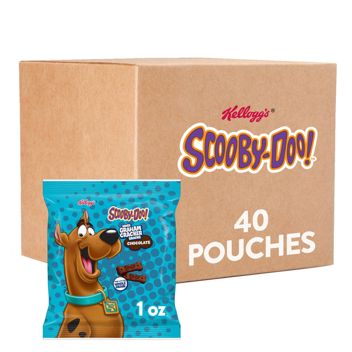 Kellogg's SCOOBY-DOO! Baked Graham Cracker Snacks, Lunch Snacks, Snack Crackers, Chocolate (40 Pouches)