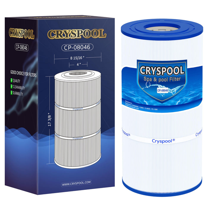 Cryspool® 08046 Filter Compatible with Hayward C900, CX900RE, C-900, PA90, Posi-Clear PXC-95, C-8409, Ultral-B6, PP-B6, FC-1292, 90 Sq. Ft Pool Filter Cartridge, 1 Pack