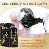 KINGMING Black Hair Dye Shampoo for Gray Hair 3 in 1 - Champu Con Tinte Para Canas- Herbal Ingredients Instant Color Shampoo Hair Dye for Women & Men 100% Coverage Shampoo 500ml【Black】