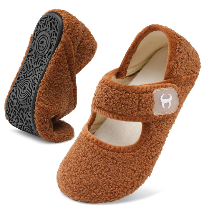 Barefoot Slippers Elderly Women Senior Mom Diabetic Slippers Slip On Woman's Slippers Indoor Bootie Slippers Women for Summer Fall Winter Brown Size