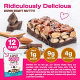 Love Good Fats Plant-Based Keto Protein Snack Bars - Dark Chocolate Sea Salt and Almonds - 13g Good Fats, 9g Protein, 4g Net Carbs, 1g Sugar, Gluten-Free, Non GMO - Dark Chocolatey Sea Salt & Almonds, 12 Pack