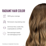 Madison Reed Radiant Hair Color Kit, Light Neutral Brown for 100% Coverage of Resistant Gray Hair, Ammonia-Free, 7.5NNA Umbria Light Brown, Permanent Hair Dye, Pack of 2