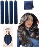 Velvet Heatless Curling Set No Heat Hair Curlers Overnight Curls Blowout Rods, Soft Large Hair Rollers to Sleep in Heatless Curls for Long Hair Blowout Look | Heatless Curling Rod Headband Navy