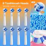 Bitvae R1 Rotating Electric Toothbrush with 8 Brush Heads for Adults and Kids, 60-Day Battery Life, 5 Modes Rechargeable Power Toothbrush with 2-Minute Smart Timer, Dark Blue