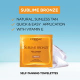 L'Oreal Paris Sublime Bronze Self Tanning Towelettes, Streak-Free, Natural Looking Tan, 6 ct (Pack of 2)