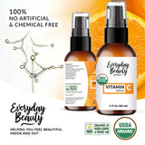 Organic Vitamin C Serum for Face - USDA Certified Facial Serum - Anti Aging For Fine Lines & Wrinkles - Potent Botanical Ingredients & Non GMO - 2oz With Pump Top