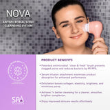 Spa Sciences - NOVA - Sonic Cleansing Brush with Bristles & Infusion System – Anti-Aging Facial Exfoliating, Waterproof, and USB Rechargeable