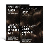 Madison Reed Radiant Hair Color Kit, Medium Brown for 100% Gray Coverage of Resistant Gray Hair, Ammonia-Free, 5.5NNN Modena Brown, Permanent Hair Dye, Pack of 2