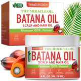 WEALTHSKIN Batana Oil for Hair Growth: 100% Batana Oil from Honduras as Hair Mask, Scalp and Hair Oil. Repairs Damaged Hair & Skin, Reduces Hair Loss 4oz (4oz (118ml))