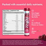 Zipfizz Daily Energy Drink Powder, Black Cherry, 20 Pack 3-in-1 Sustained Energy, Rapid Hydration, and Essential Vitamins Sugar-Free Electrolyte Powder Contains Vitamin B-12 & Antioxidants