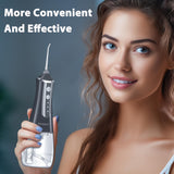 GENKENT Water Flosser Cordless for Teeth Cleaning 300ML Dental Oral Irrigator 3 Modes 5 Tips Rechargeable Waterproof Electric Flossing for Home Travel (Black)