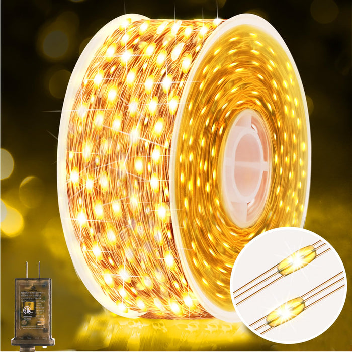 KNONEW 400FT Outdoor Christmas Fairy Lights Plug in,1200 LED String Lights Outdoor Waterproof 8 Modes Memory Times for Wedding Bedroom Walls Garden Trees Decoration(Warm White)