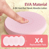 Svarvns Back Lotion Applicator with 4 Replaceable Pads, Lotion Applicator for Back Self Elderly, Women, Cream Medicine Applicator with 17" Curved Handle Easy to Target Back and Feet, Pink