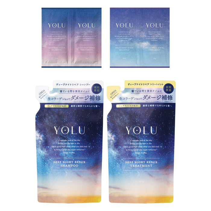 YOLU Yol | Shampoo Treatment Set, Refill, Deep Night Repair, Sample of Different Series, Pack of 2