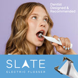 Slate Electric Flosser | Gum Stimulator, Tongue Scraper/Cleaner, Reusable Flossing Tool | Power Flosser for Adults & Kids, Water Flosser Alternative