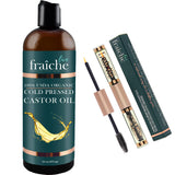 Live Fraiche Organic Castor Oil (16oz) + Filled Mascara Tube - 100% Pure Hexane Free Cold Pressed Castor Oil for Skin and Face - Hair Growth Oil for Eyelashes and Eyebrows Scalp & Hair Treatment Oil