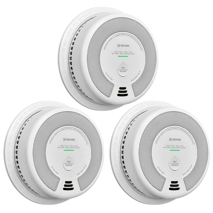 X-Sense 2-in-1 Smoke and Carbon Monoxide Detector Alarm (Not Hardwired), 10-Year Battery-Operated Dual Sensor Fire & CO Alarm, SC06, 3-Pack