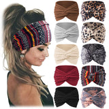 Jesries Wide Headbands for Women African Boho Large Turbans Black Elastic Knotted Head Wrap Lady Girl Leopard Big Sport Workout Hair Band