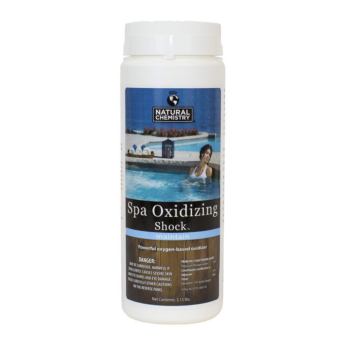Natural Chemistry Spa Oxidizing Shock, 3.15 lb, Powerful Oxygen-Based Oxidizer, Eliminates Spa Water Contaminants, Compatible with Chlorine and Bromine