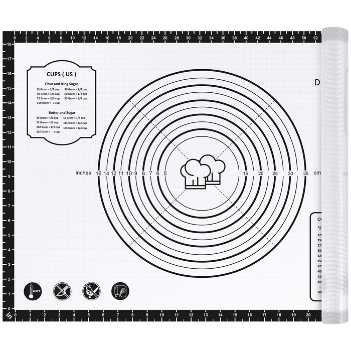 Pastry Mat, 28" x 20" Food Grade Silicone Extra Large Non Stick Baking Sheet Mat with Measurement for Making Cookies,Macarons,Bread and Pastry