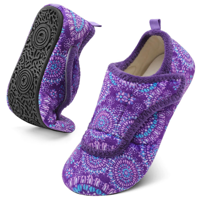 BARERUN Womens Alippers Winter Loafers for Women Non-slip Slippers for Elderly Mens Womens Warm Slippers Recovery Bedroom Slippers Women Purple 7-7.5 Women 5.5-6 Men