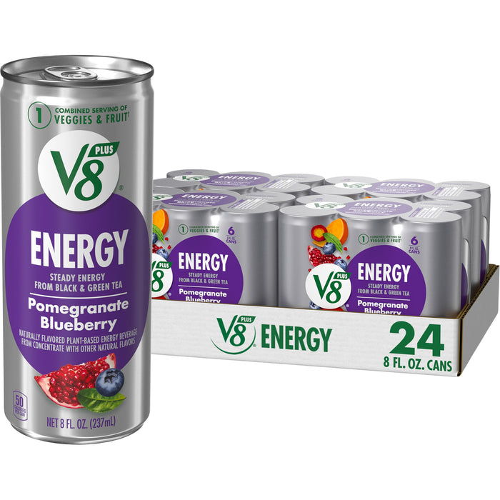 V8 +Energy Pomegranate Blueberry Juice Energy Drink, 8 fl oz Can (24 Pack)