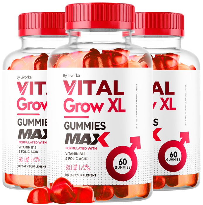 (3 Pack) Vital Grow XL Male Gummies - Men's Performance Gummies 1050MG Vital GrowXL Blend, Vital Growth Gummy Advanced Gomitas Formula, 180 Gummies for 3 Months