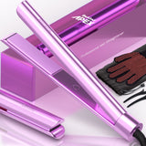 Bekind Apex 2-in-1 Hair Straightener Flat Iron | 1“ 450°F Straightener & Curler for All Hairstyles | UltraSmooth Tech | 15s Fast Heating & Temp Memory | 30-in-1 Gift Set for Girls Women (Violet Bloom)