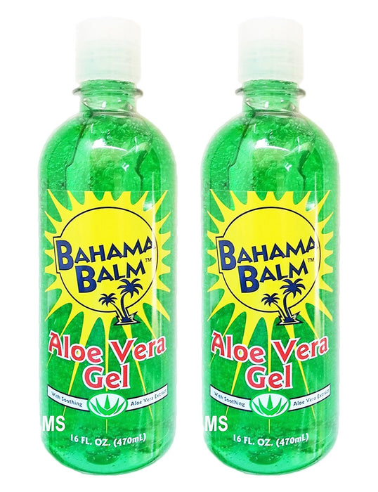 Set of 2 Bahama Balm 16oz Aloe Vera Gel After Sun Skin Care - Cools & Soothes - Helps Minimize Drying and Peeling Skin!