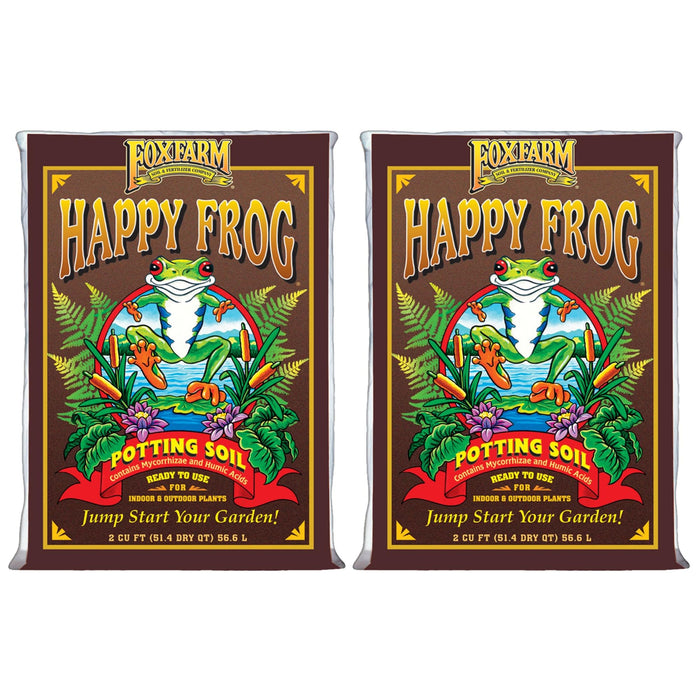 FoxFarm Happy Frog Potting Soil, 2cu ft (Pack of 2) - for Indoor/Outdoor Container Plants - Contains Mycorrhizae and Humic Acids