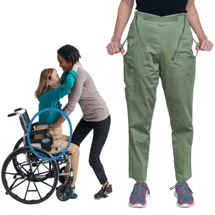 Transfer Pants - Standing Aid & Support for Transfering Disabled Wheelchair Patients Safely - Everyday Twill Chinos (as1, Numeric, Numeric_34, Numeric_36, Regular, Regular, Olive)