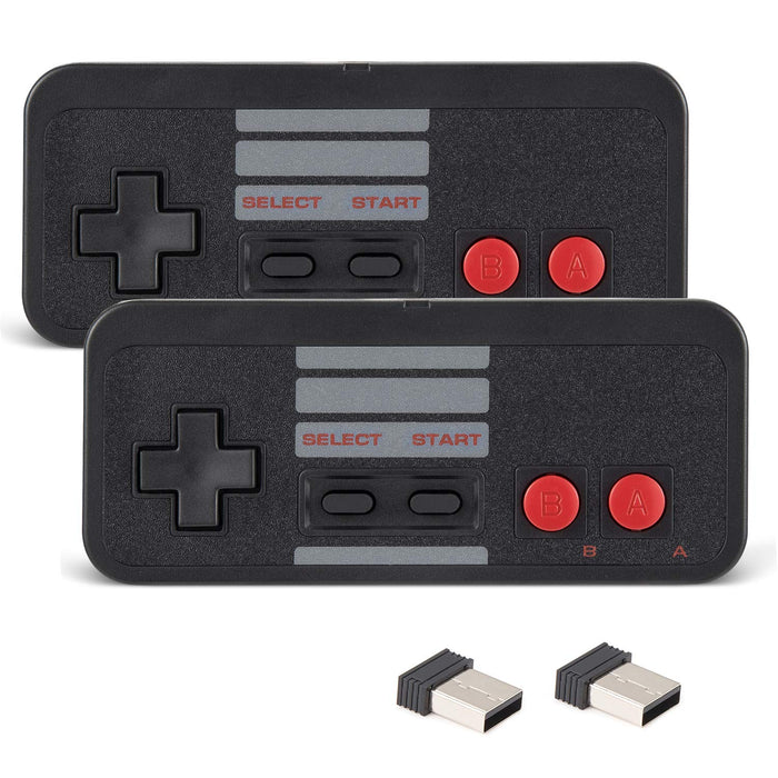 KIWITATA 2.4G Wireless NES USB Controller for PC Games, 2 Pack Rechargeable NES Remote Wireless USB Retro Game Pad Controller for Windows MAC Raspberry Pi