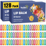 YesBes 128 Pack Lip Balm, Natural Lip Balm Bulk with Vitamin E and Coconut Oil, Moisturizing Lip Balm for Dry Cracked Lips, Lip Balm for Stocking Stuffers - 8 Flavors