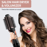 Upgraded 4 in 1 Hair Dryer and Styler Volumizer with Negative Ion Anti-frizz Ceramic Titanium Barrel Hot Air Brush Hair Straightener 75MM Oval Shape