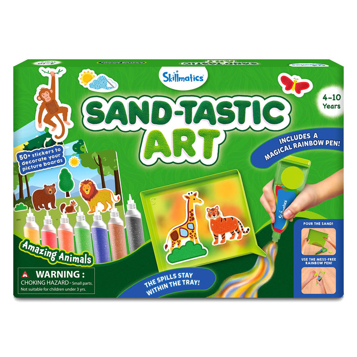 Skillmatics Sand Art Activity - Mess-Controlled DIY Animal Craft Kit with 50+ Colorful Stickers, Creative Arts & Crafts for Kids, Fun Hands-On Activity, Christmas Gifts for Ages 4, 5, 6, 7, 8, 9, 10