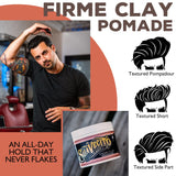 Suavecito Pomade Firme Clay 4 oz, 2 Pack - Strong Hold Hair Clay For Men - Low Shine Matte Hair Clay Pomade For Natural Texture Hairstyles