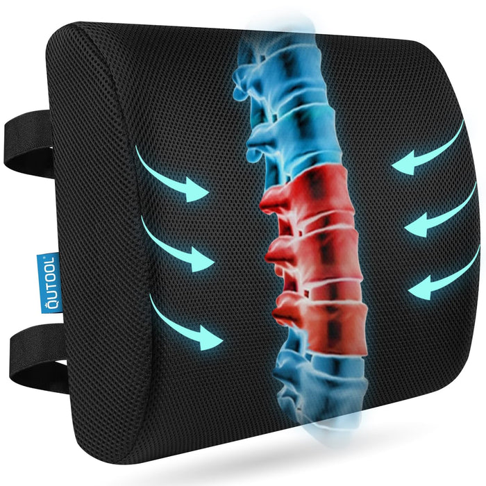 Lumbar Support Pillow for Office Chair, Memory Foam Office Chair Back Support,Lower Back Pillow for Car Seat, Back Pain Relief, Back Pillow for Chair with Adjustable Strap and Mesh Washable Cover