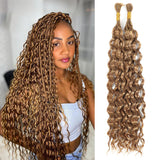 Double Drawn Bulk Human Hair for Braiding No Weft Only Hair for Micro Braids Crochet Hair for Bohemian Box Braids 100 Grams (2 of 50g) 20 inch Water Wave #27 Color