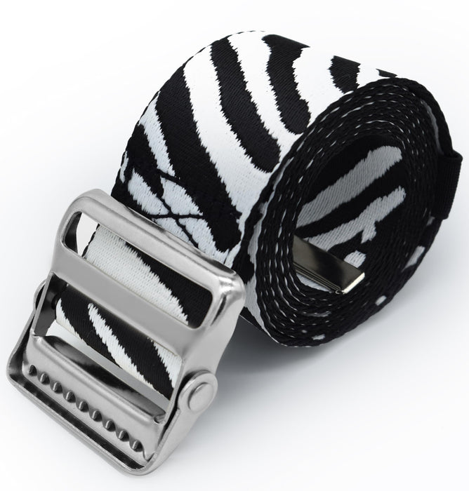 Transfer Belt with Metal Buckle by LiftAid - Transfer and Walking Aid with Belt Loop Holder for Assisting Patients, Nurses, Therapists, Home Care - 60"L x 2"W (Zebra)