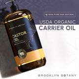 Brooklyn Botany Organic Castor Oil in Plastic Bottle for Hair Growth, Eyelashes & Eyebrows - 100% Pure and Natural Carrier Oil, Hair & Body Oil - Moisturizing Massage Oil for Aromatherapy - 28 Fl Oz