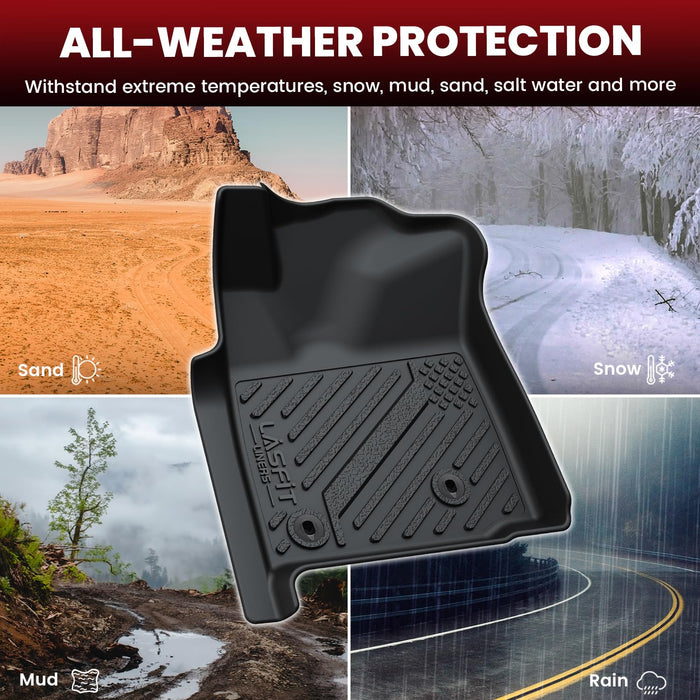 LASFIT Floor Mats for Toyota Tacoma 2008-2011 Access Cab Auto Tran, All Weather Custom Fit Floor Liners for Tacoma Second Row Optional with center storage box TPE Mats Front&Rear 2 Row Car Mats, Black