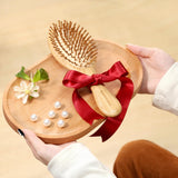 GAINWELL Bamboo Hair Brush for Hair Growth, Natural Bamboo Bristles Detangling Wooden Paddle Hairbrush for Massaging Scalp, for Women Men and Kids, for All Hair Types, with Ergonomic handle