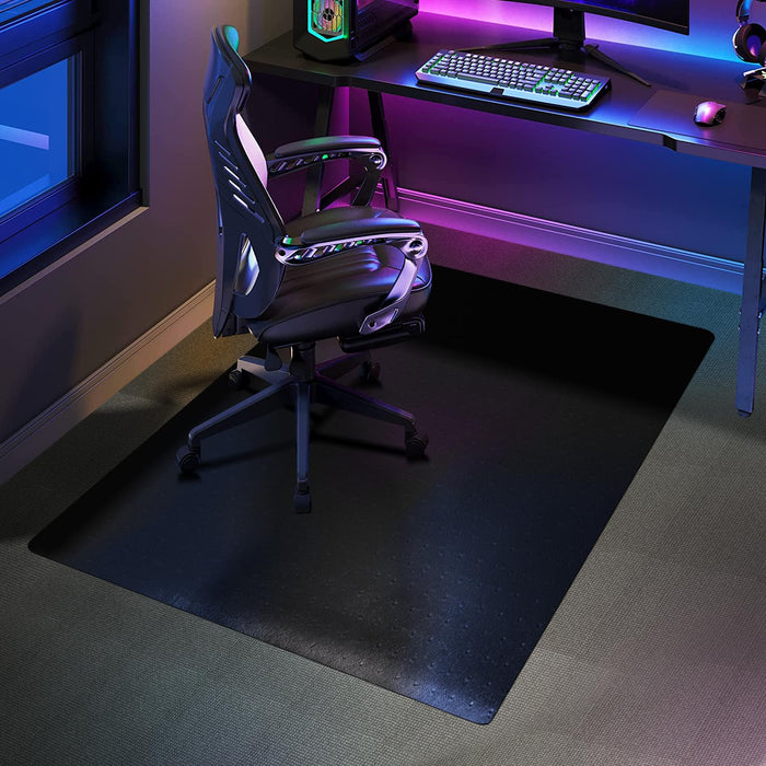 SALLOUS Chair Mat for Carpet, 48" x 36" Office Chair Mat for Carpeted Floors, Heavy Duty Vinyl Floor Mat with Grips, Floor Protector Computer Desk Mat for Home Office (Black, Rectangular)